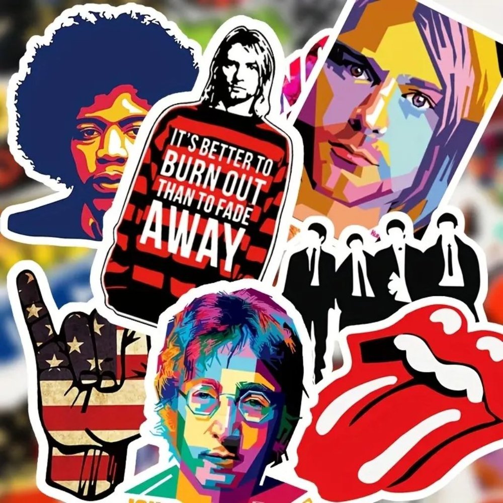 50 Rock Band Vinyl Waterproof Stickers - Beetles etc.